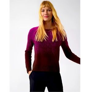 Athleta Jacquard Crew Neck Sweater in Purple Ombré Merino Wool Blend Size XS